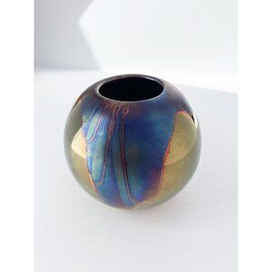 80s glazed pottery iridescent pottery vase